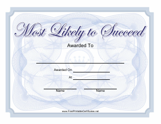 Document preview: Most Likely to Succeed Certificate Template