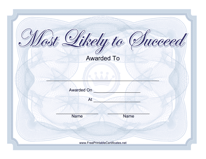 Most Likely to Succeed Certificate Template