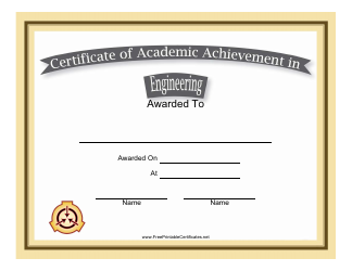 &quot;Engineering Academic Achievement Certificate Template&quot;
