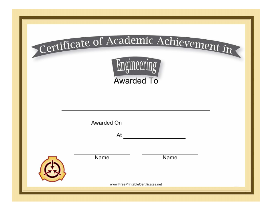 Engineering Amademic Achievement certificate template - a stylish and professional design for recognizing academic excellence in Engineering field.