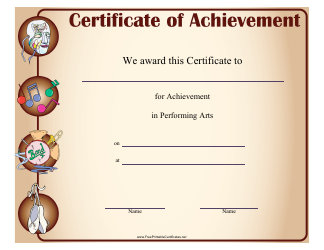 Document preview: Performing Arts Achievement Certificate Template