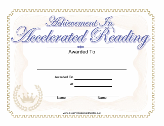 &quot;Accelerated Reading Achievement Certificate Template&quot;