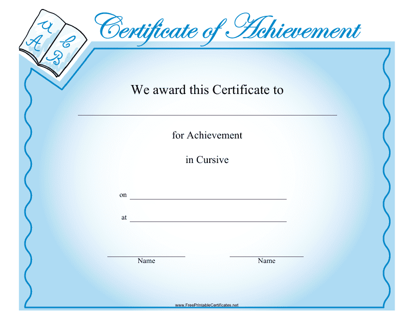 Cursive Achievement Certificate Template