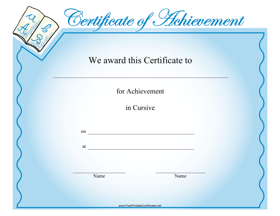 Cursive Achievement Certificate Template