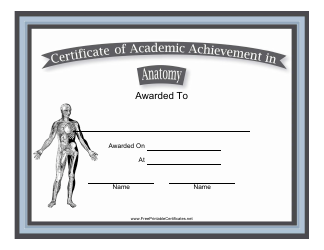 Document preview: Anatomy Academic Achievement Certificate Template