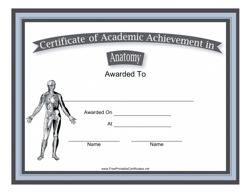 &quot;Anatomy Academic Achievement Certificate Template&quot; Download Pdf