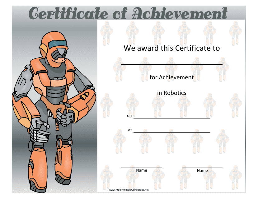 Robotics Achievement Certificate Template