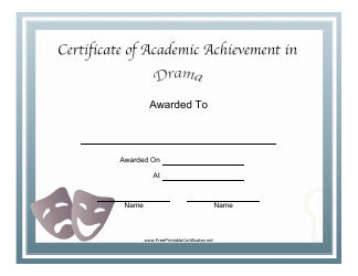 Document preview: Drama Academic Certificate Template