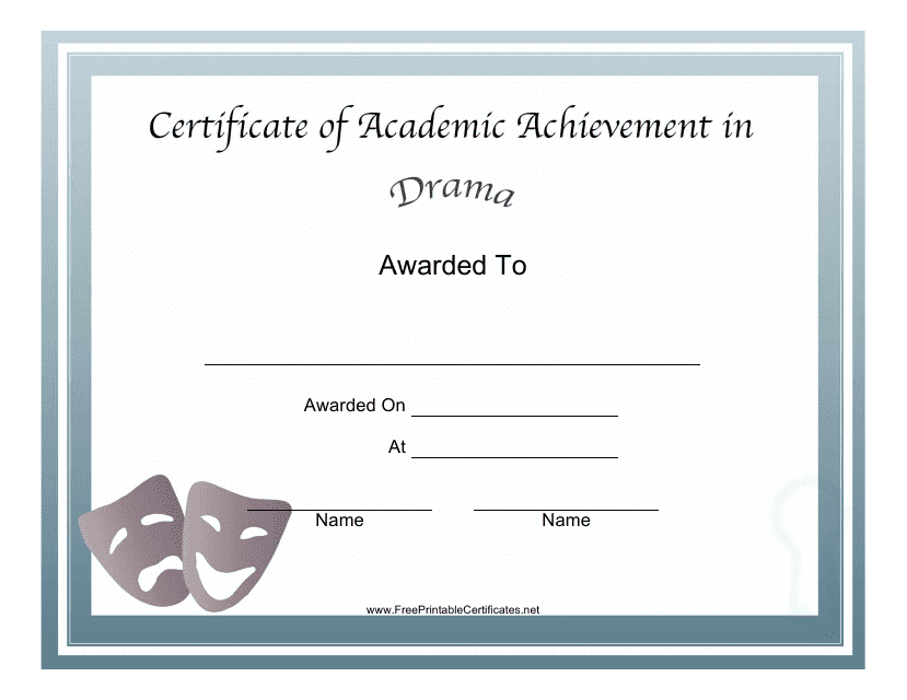 Drama Academic Certificate Template Download Pdf