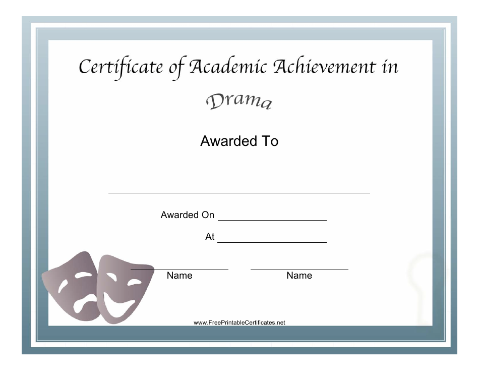 Drama Academic Certificate Template, Page 1