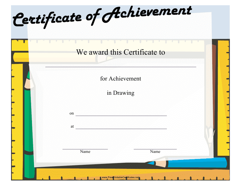 A preview image of our Drawing Achievement Certificate Template