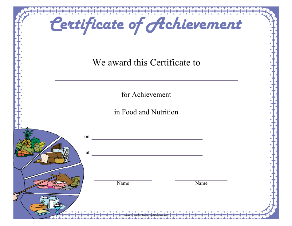 Food and Nutrition Achievement Certificate Template Download Printable ...