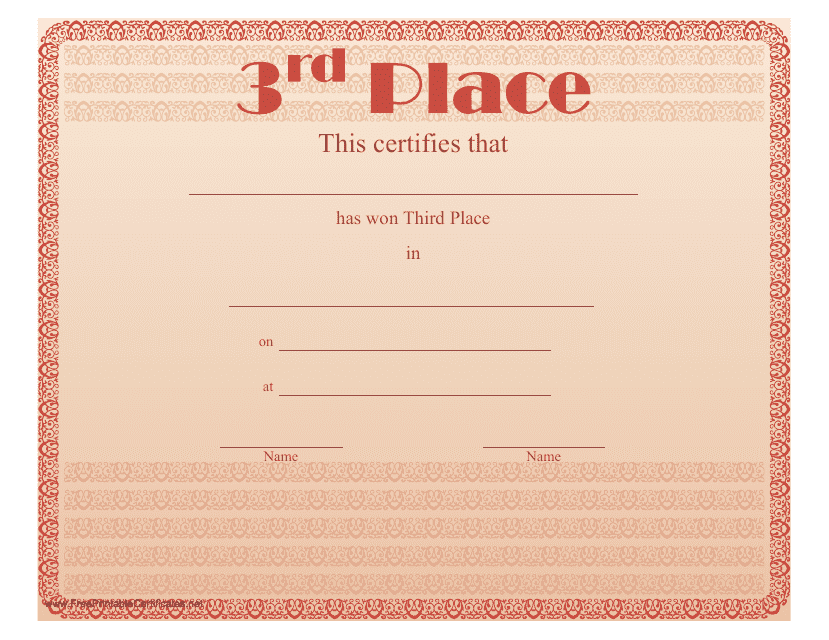 &quot;3rd Place Certificate Template&quot; Download Pdf