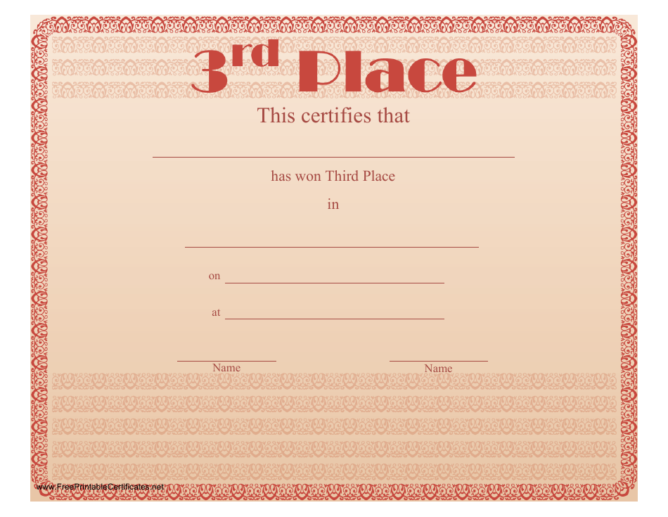 3rd Place Certificate Template Download Printable PDF Templateroller