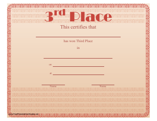 &quot;3rd Place Certificate Template&quot;