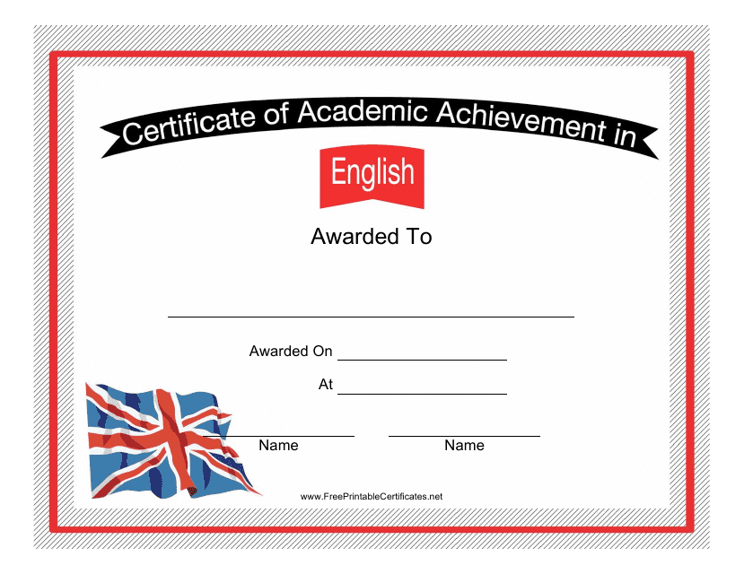 Blue Flag English Language Achievement Certificate Template