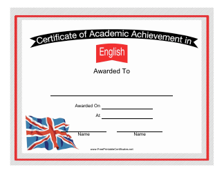 &quot;English Language Achievement Certificate Template&quot;
