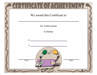 Document preview: Debate Achievement Certificate Template