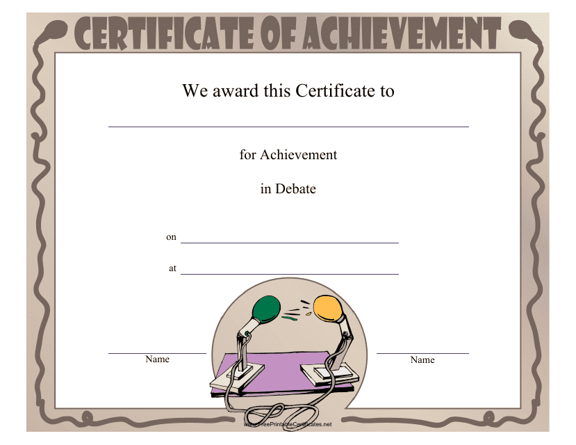 Debate Achievement Certificate Template Download Pdf
