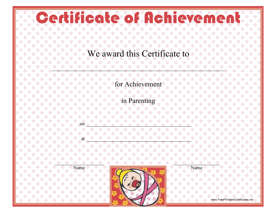 Parenting Achievement Certificate Template Preview