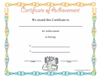 &quot;Sewing Achievement Certificate Template&quot;