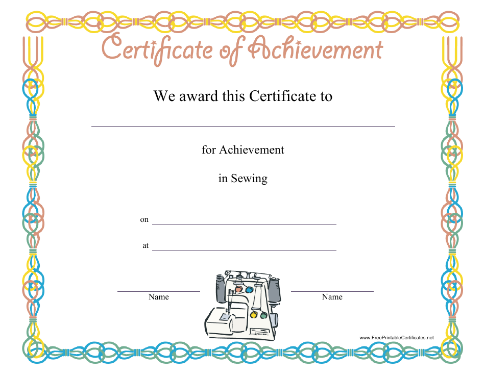 Sewing Achievement Certificate Template - Free download