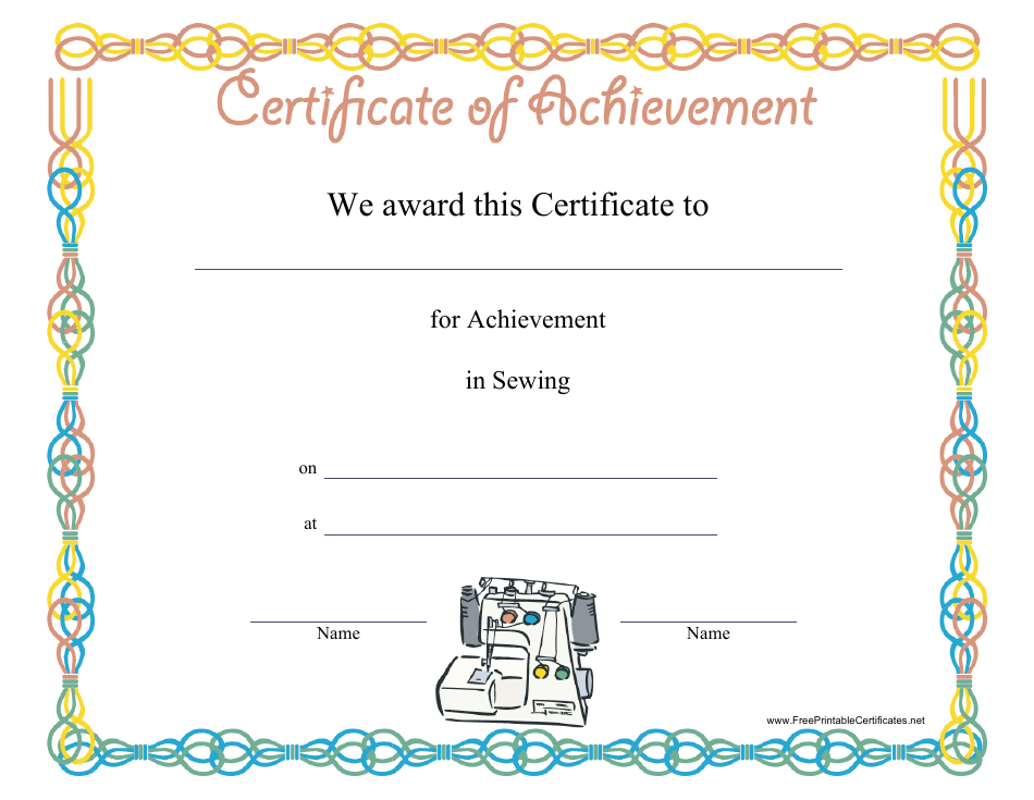 Sewing Achievement Certificate Template Download Printable PDF