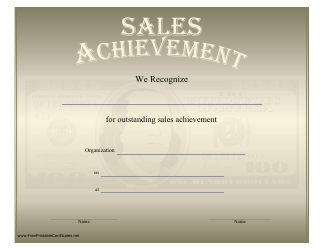 Document preview: Outstanding Sales Achievement Certificate Template