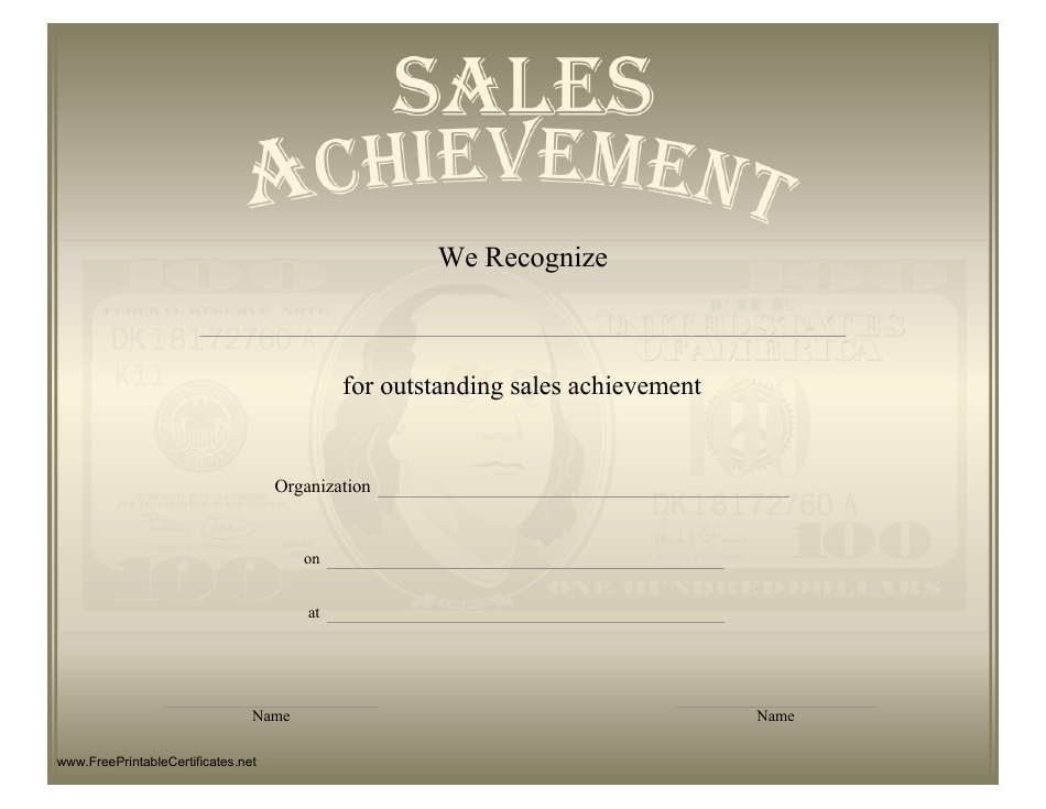 Outstanding Sales Achievement Certificate Template, Page 1