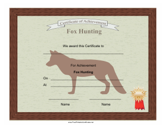 &quot;Fox Hunting Achievement Certificate Template&quot;