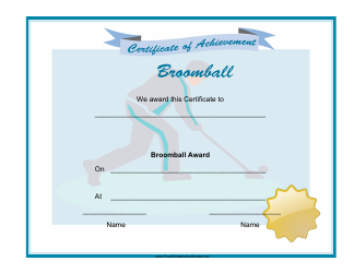 &quot;Broomball Achievement Certificate Template&quot;