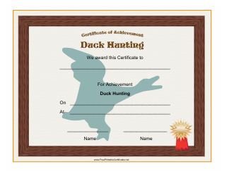 Document preview: Hunting Duck Achievement Certificate Template