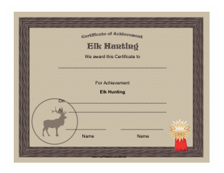 &quot;Elk Hunting Achievement Certificate Template&quot;