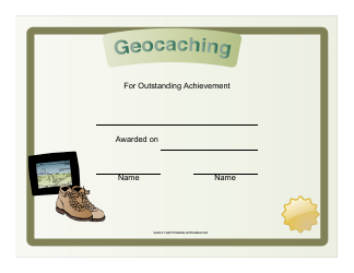 Document preview: Geocaching Achievement Certificate Template