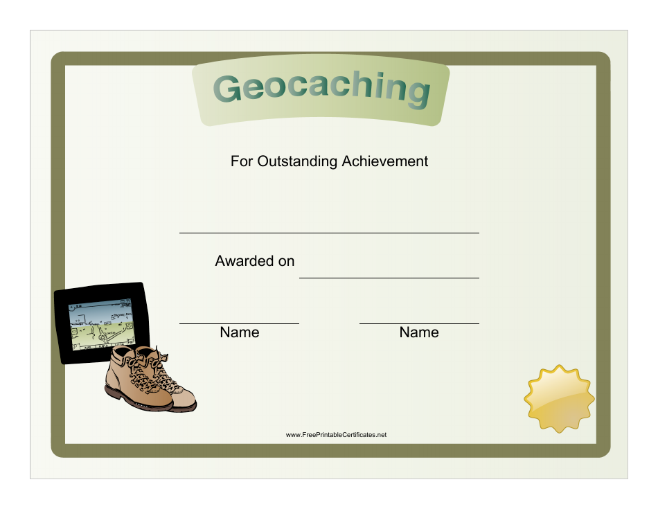 Geocaching Achievement Certificate Template