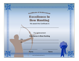 Document preview: Bow Hunting Achievement Certificate Template