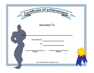 &quot;Male Body Building Achievement Certificate Template&quot;