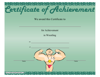 Document preview: Wrestling Certificate of Achievement Template