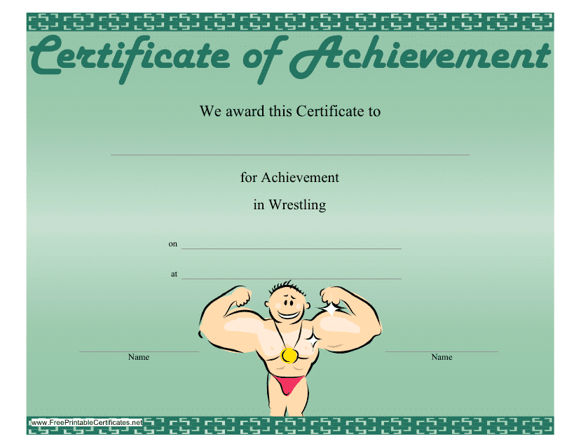 Wrestling Certificate of Achievement Template Download Pdf