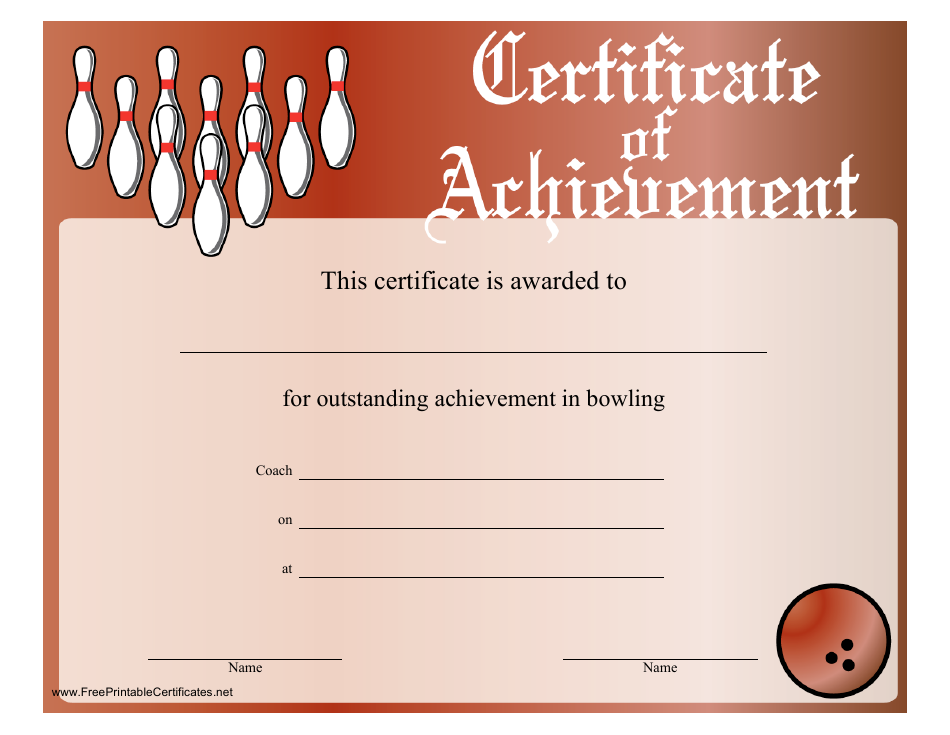 Red Bowling Certificate of Achievement Template, Page 1