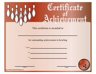 Document preview: Red Bowling Certificate of Achievement Template