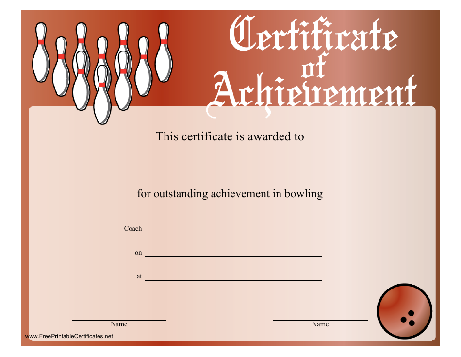 Red Bowling Certificate Of Achievement Template Download Printable PDF 