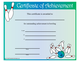&quot;Blue Bowling Certificate of Achievement Template&quot;