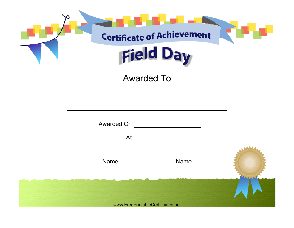 Field Day Achievement Certificate Template Preview - Free Download