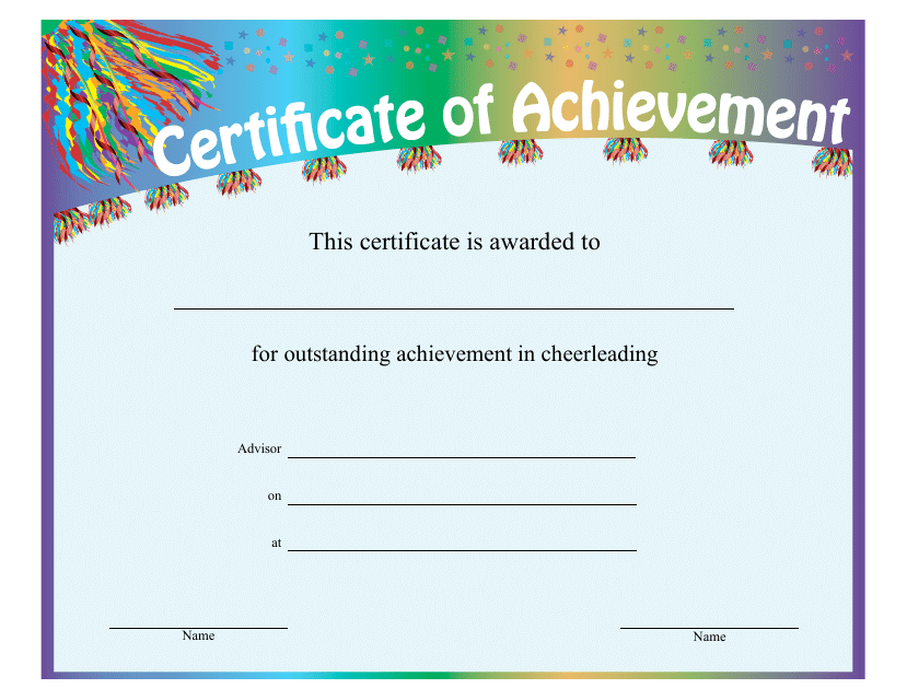 Cheerleading Achievement Certificate Template