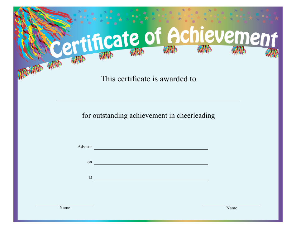 Cheerleading Achievement Certificate Template Download Printable Pdf 