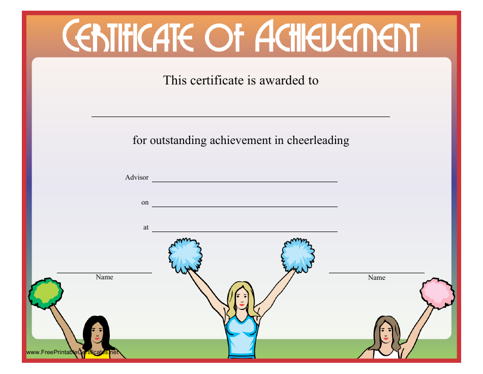 Cheerleading Certificate of Achievement Template Download Printable PDF