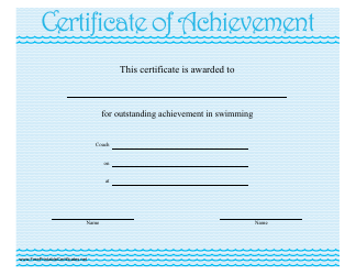Document preview: Swimming Certificate of Achievement Template
