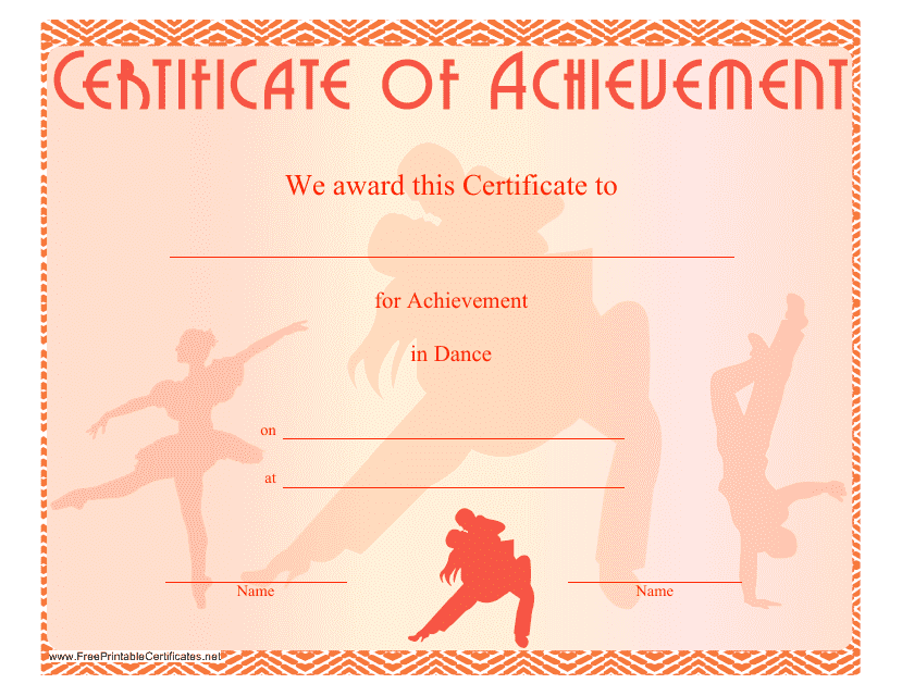 Dance Certificate of Achievement Template - Image Preview