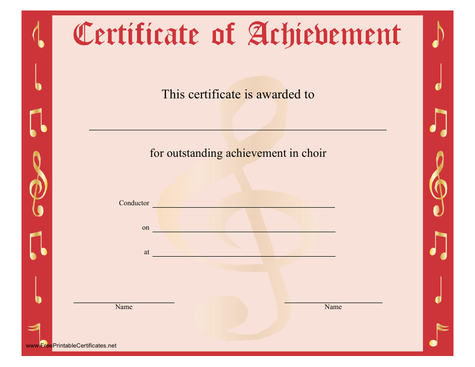 Red Choir Certificate of Achievement Template Download Printable PDF ...